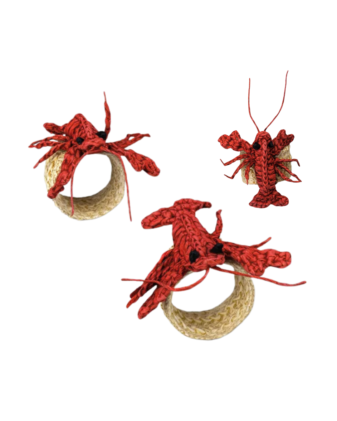 Coastal 2pk Lobster Woven Napkin Ring Set